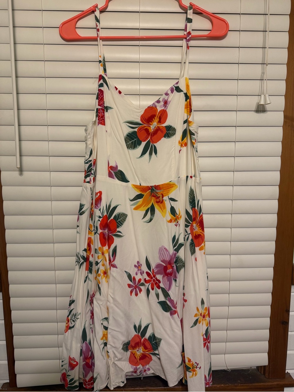 Women’s White Floral Dress with Spaghetti Straps